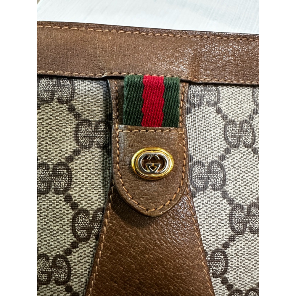Gucci Beige Brown Coated Canvas Medium Clutch - Picture 10 of 14